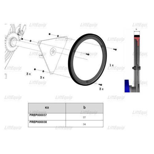 KIT HANDR.DRIVE WHEEL 3HOLE w=37 PROFILE