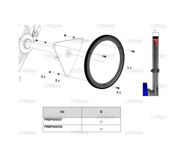 KIT HANDR.DRIVE WHEEL 3HOLE w=37 PROFILE