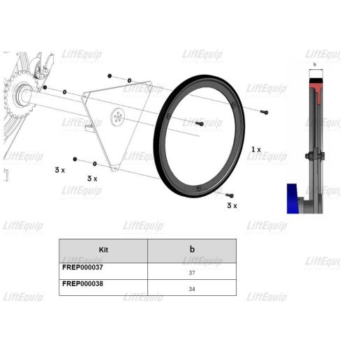 KIT HANDR.DRIVE WHEEL 3HOLE w=34